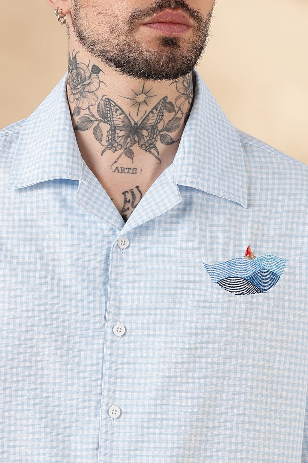 Plaid: Wreck Embroidery Oversized Shirt