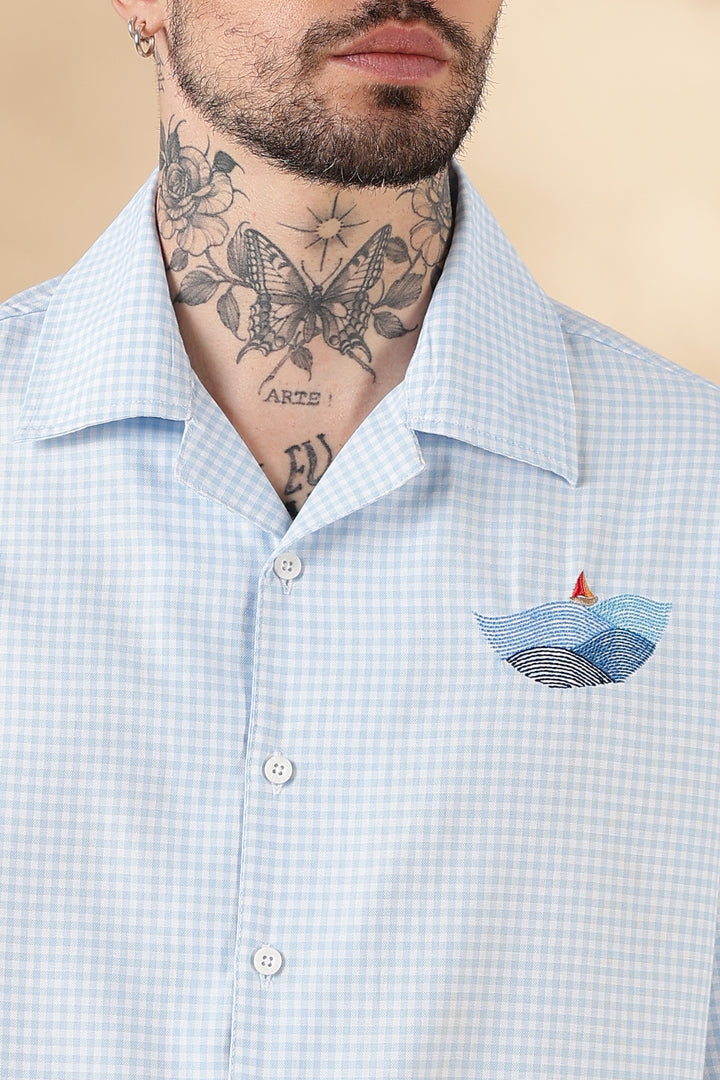 Plaid: Wreck Embroidery Oversized Shirt