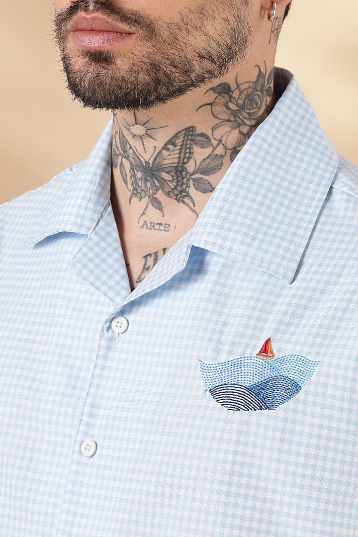 Plaid: Wreck Embroidery Oversized Shirt