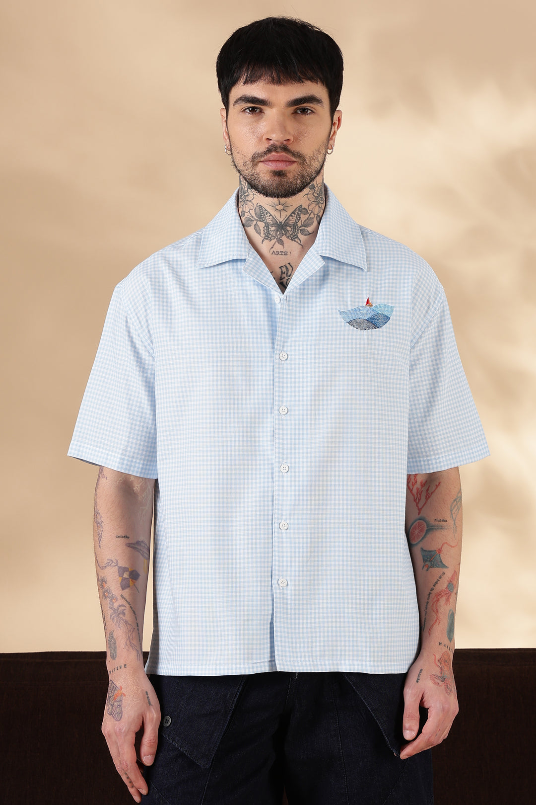 Plaid: Wreck Embroidery Oversized Shirt