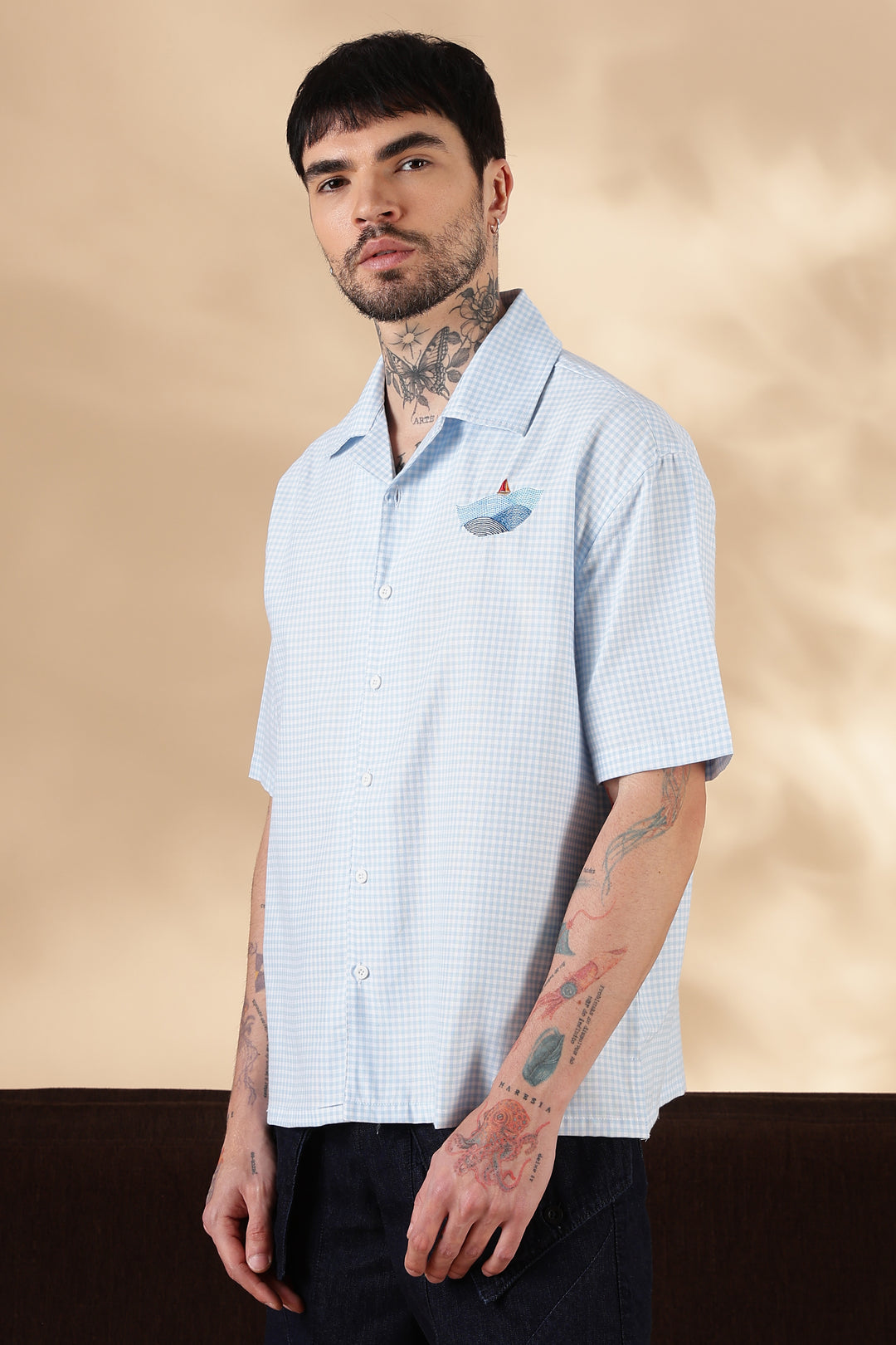 Plaid: Wreck Embroidery Oversized Shirt