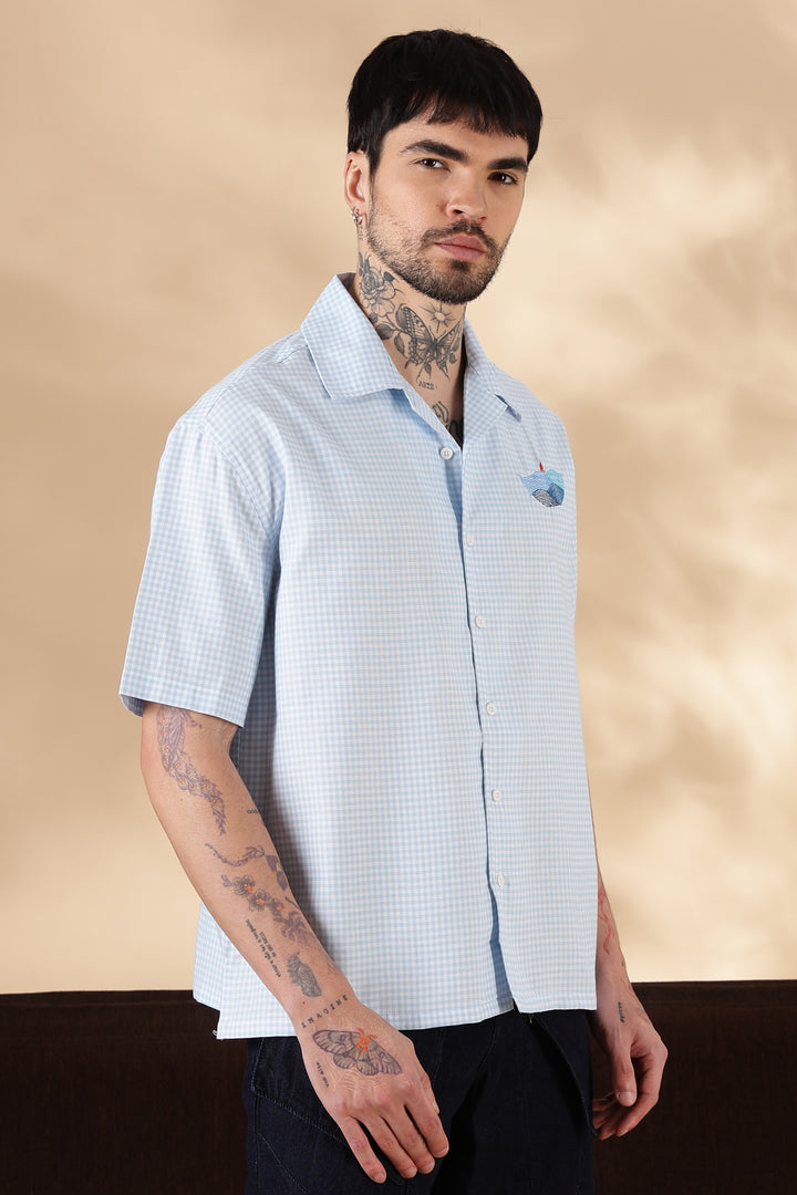 Plaid: Wreck Embroidery Oversized Shirt