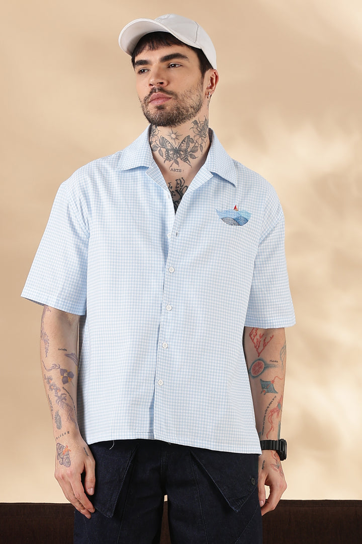 Plaid: Wreck Embroidery Oversized Shirt