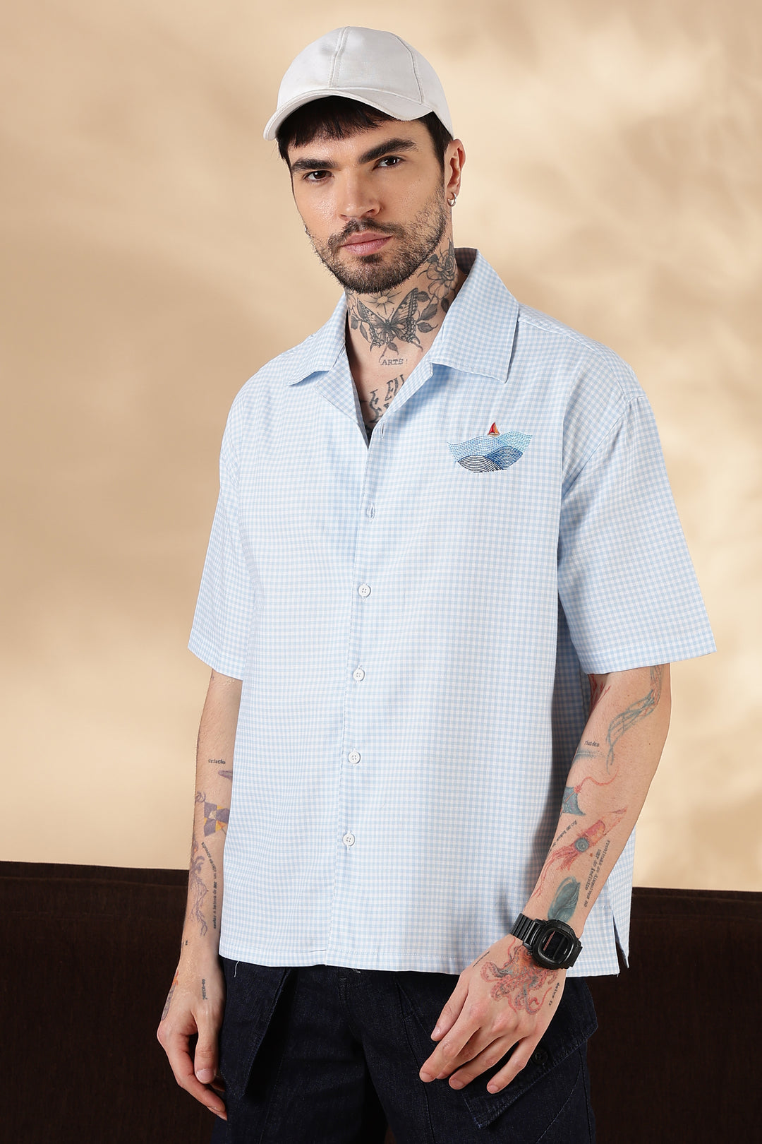 Plaid: Wreck Embroidery Oversized Shirt
