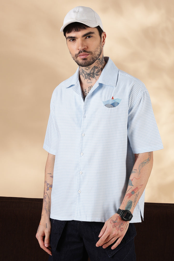 Plaid: Wreck Embroidery Oversized Shirt