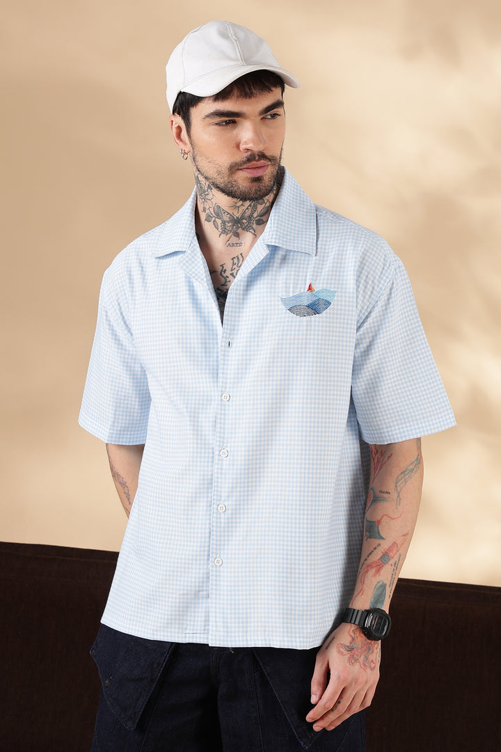 Plaid: Wreck Embroidery Oversized Shirt