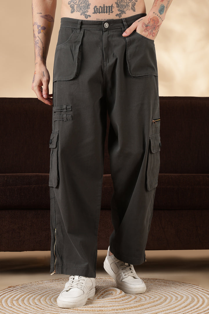 Dark Grey : Dyed Cargo Pants