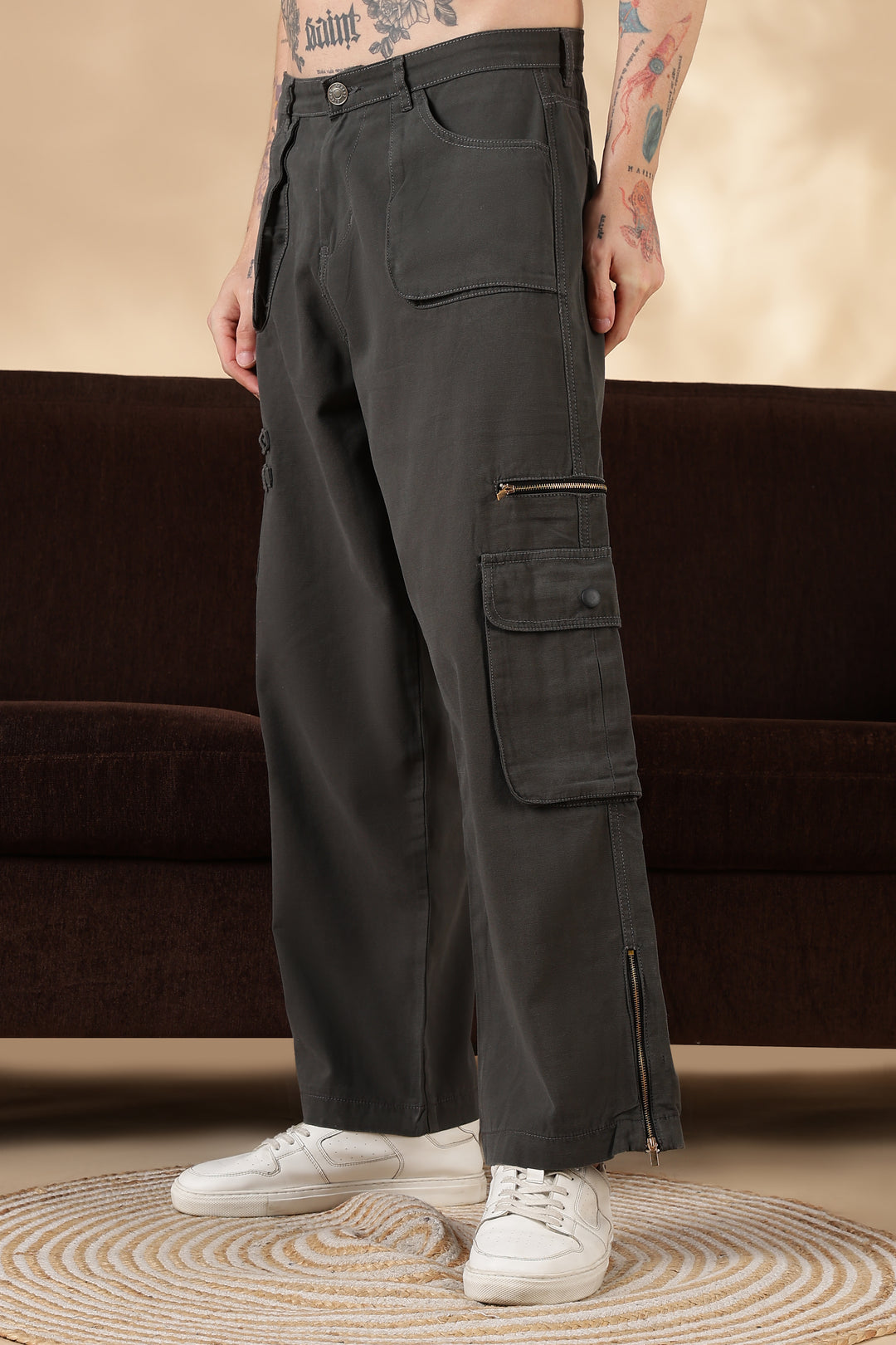 Dark Grey : Dyed Cargo Pants