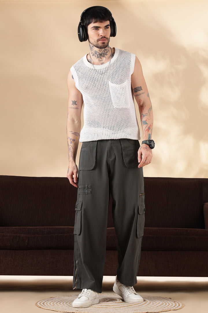Dark Grey : Dyed Cargo Pants