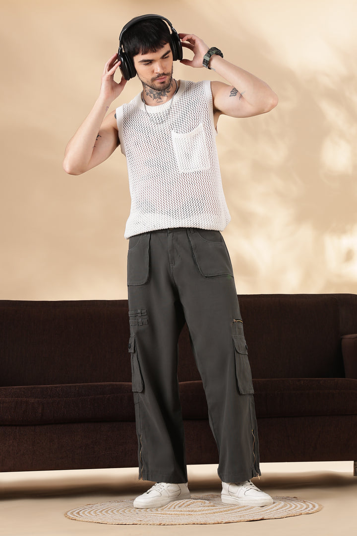 Dark Grey : Dyed Cargo Pants