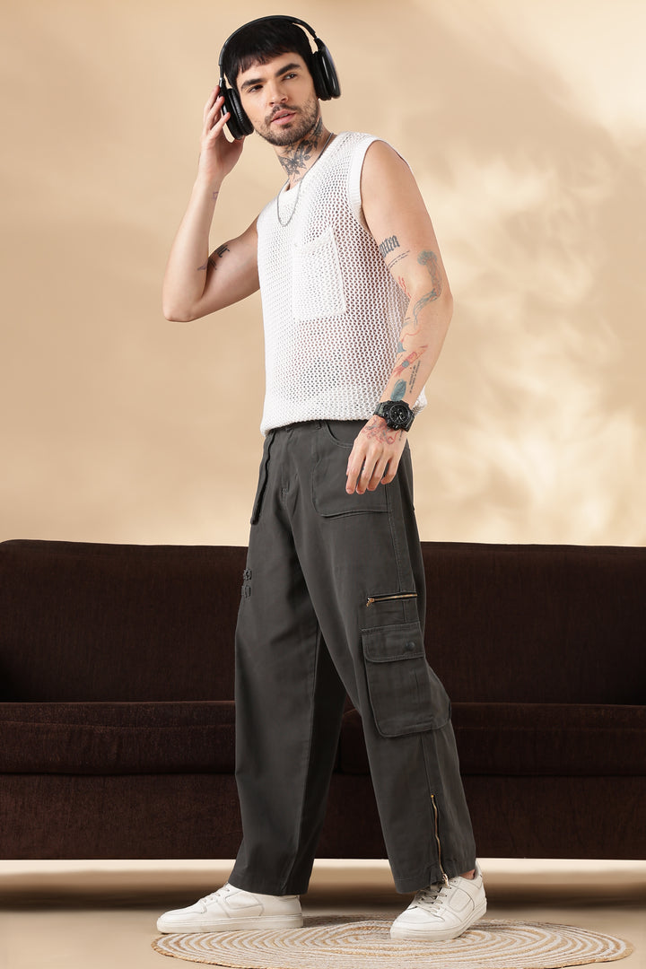 Dark Grey : Dyed Cargo Pants