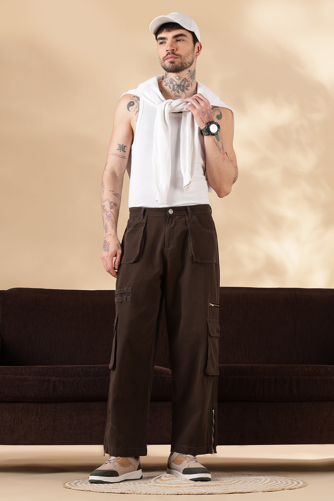 Brown Dyed : Cargo Pants