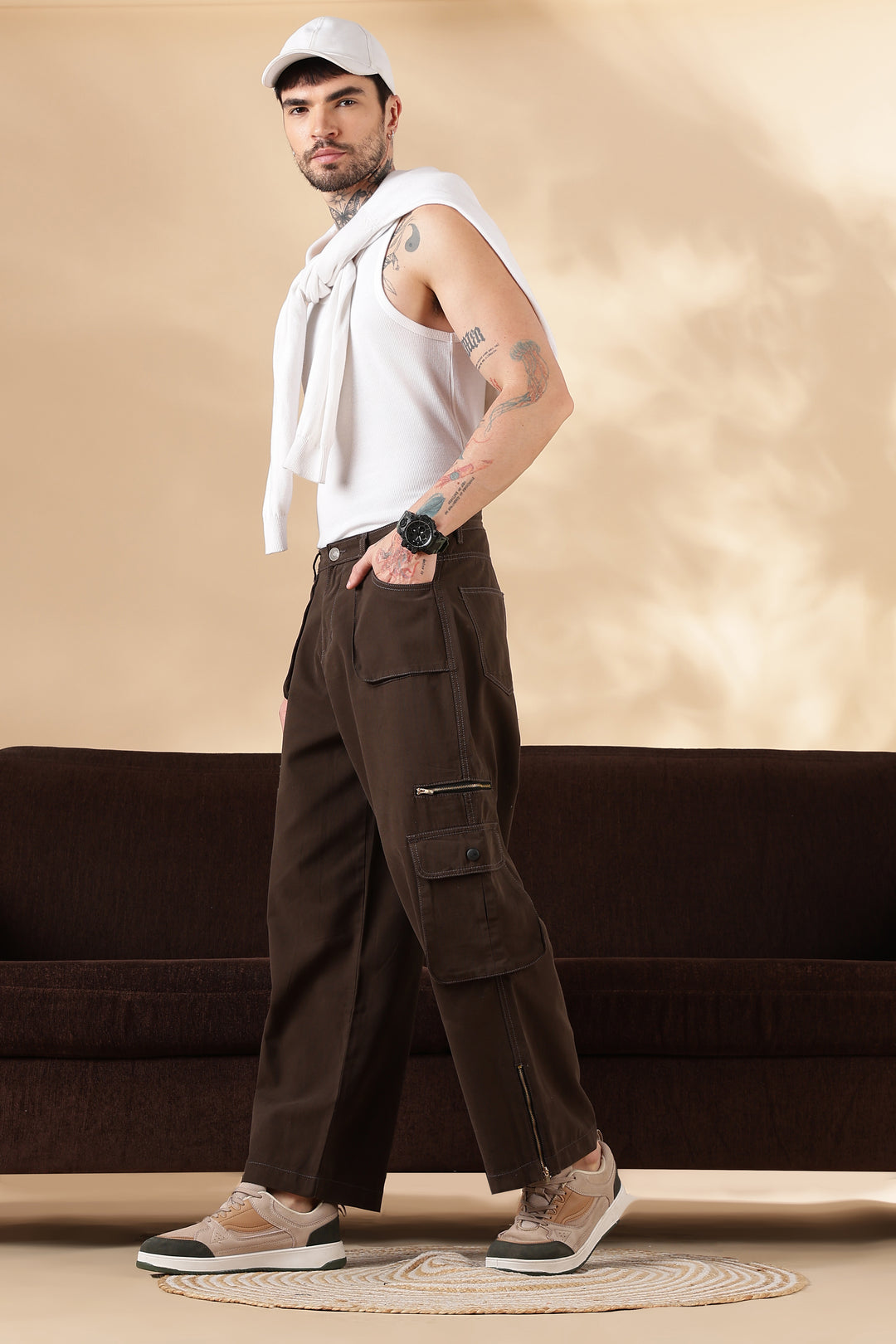 Brown Dyed : Cargo Pants