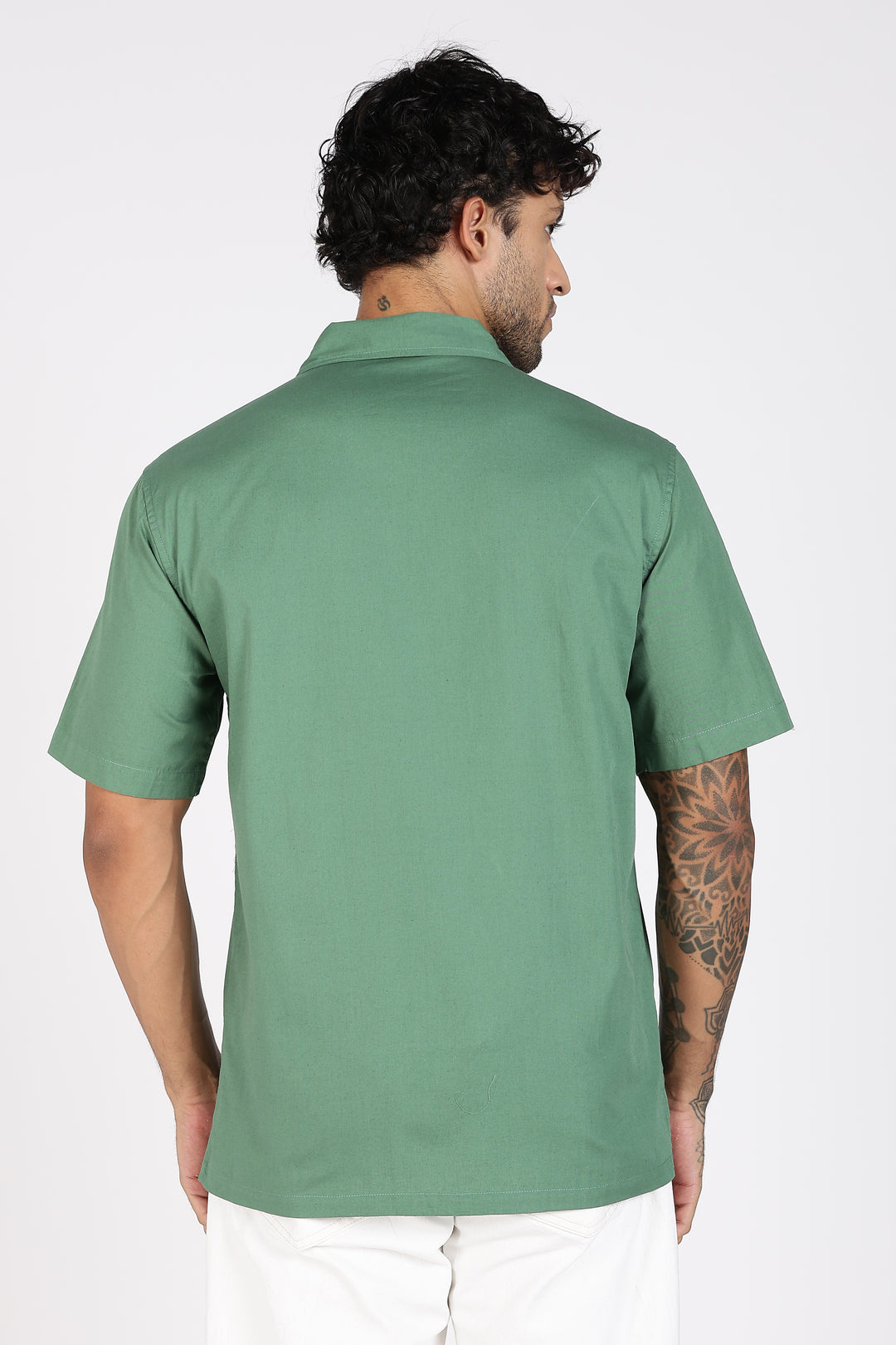 Autumn Flowers: Green Cuban Shirt