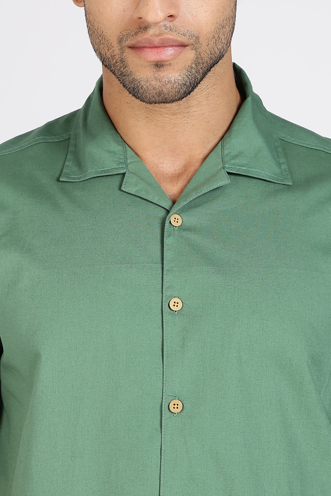 Autumn Flowers: Green Cuban Shirt