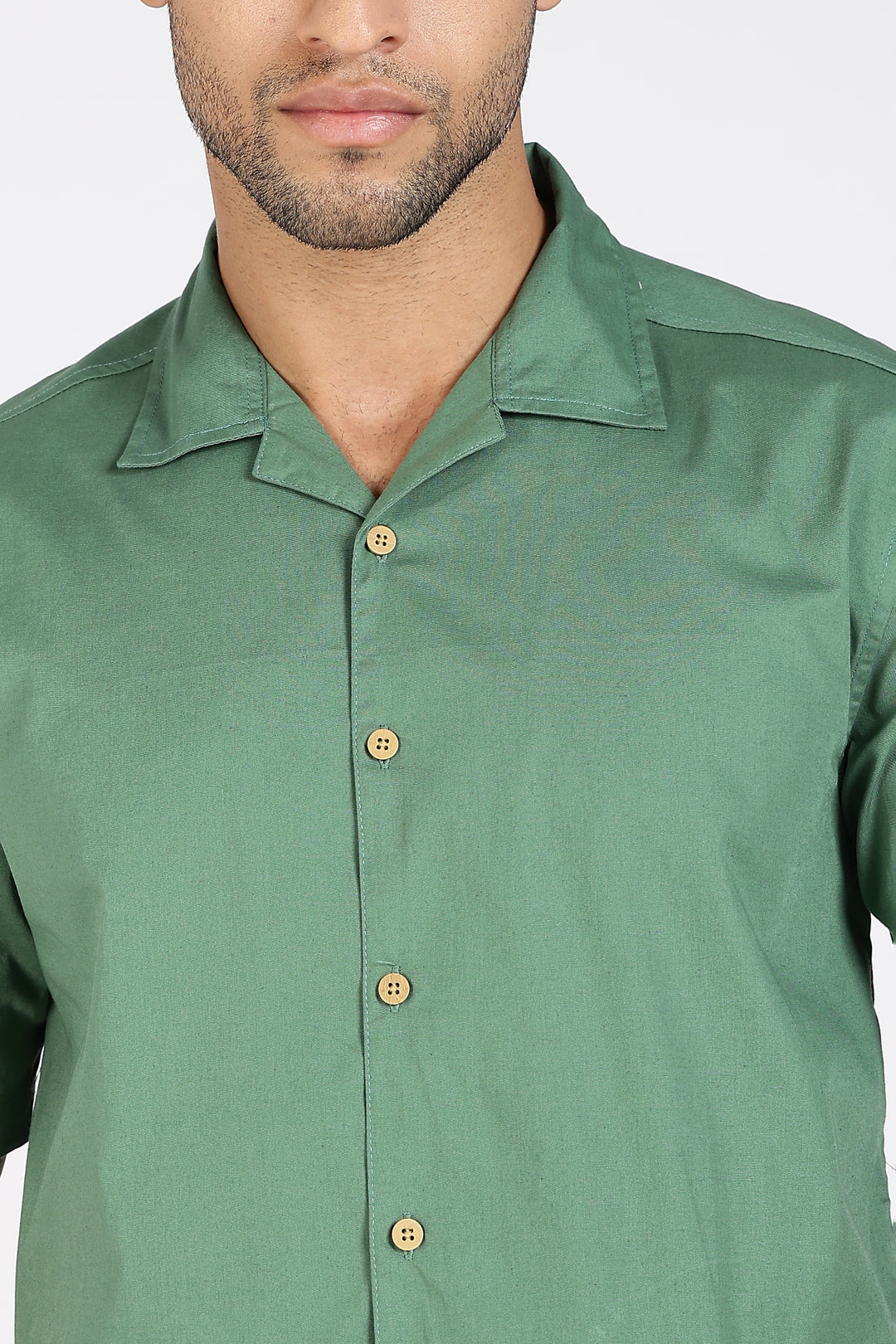 Autumn Flowers: Green Cuban Shirt