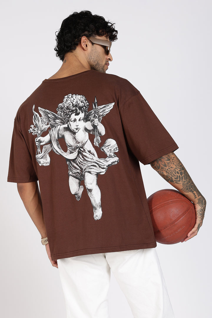 Greek Angel: Brown Oversized T-shirt