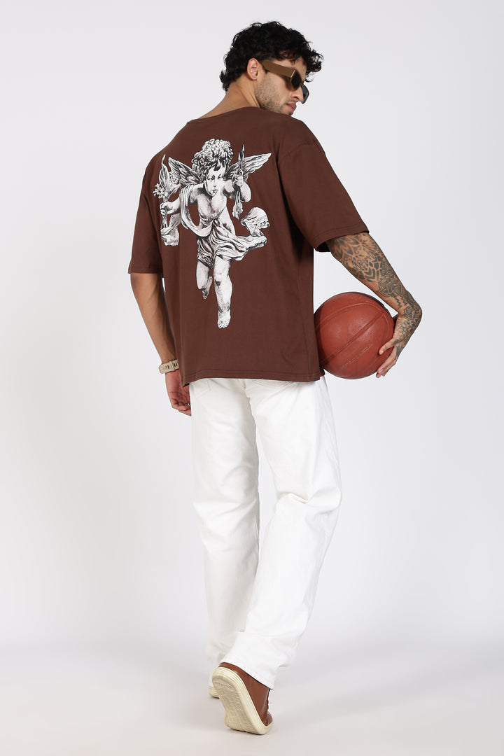 Greek Angel: Brown Oversized T-shirt