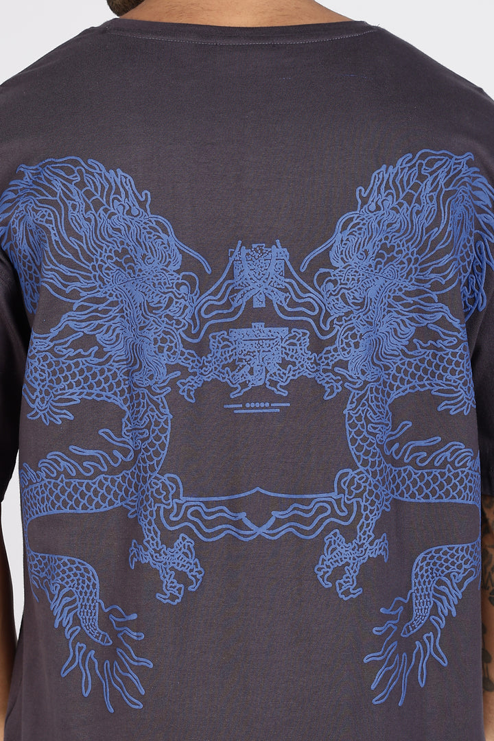 Japanese Dragon: Grey Oversized T-shirt