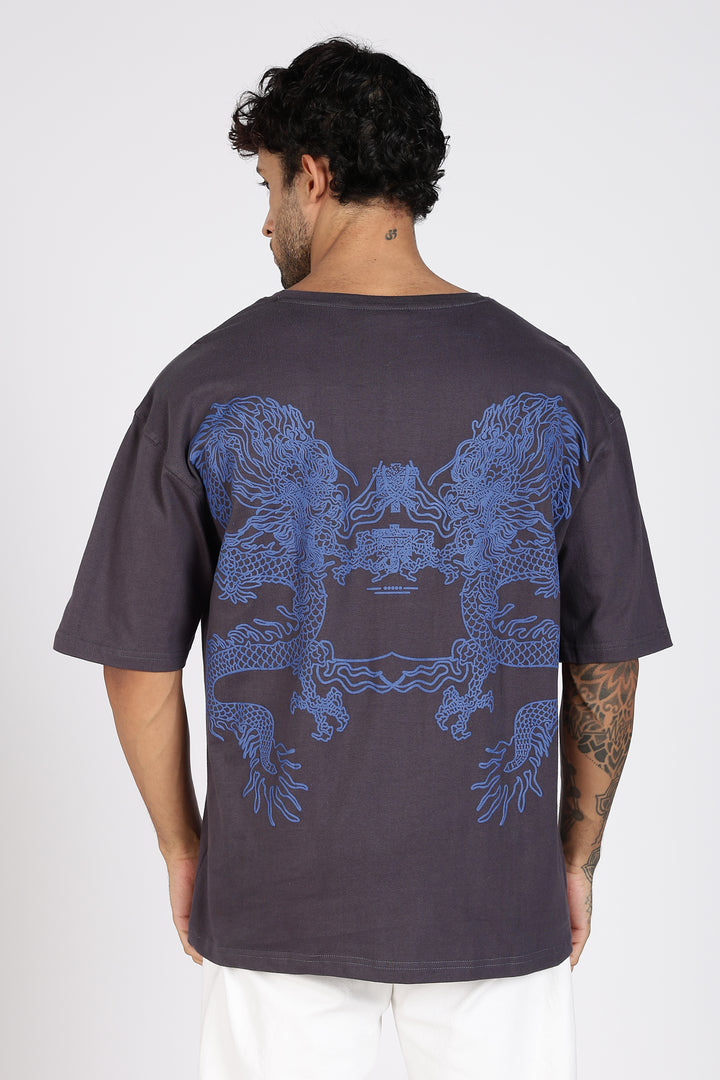 Japanese Dragon: Grey Oversized T-shirt