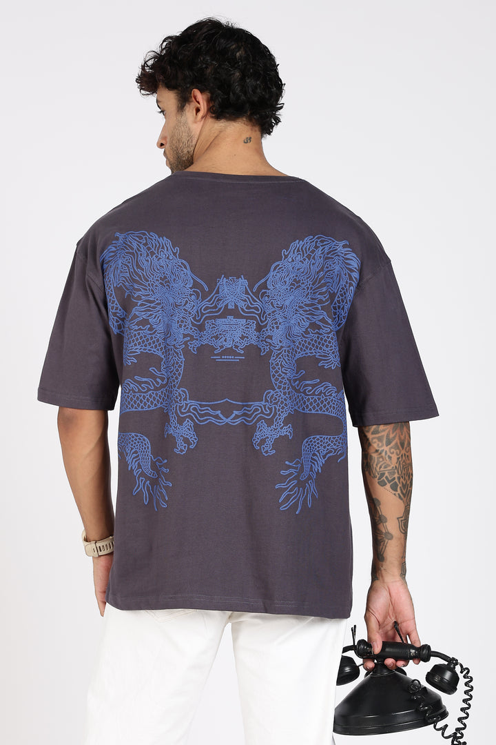 Japanese Dragon: Grey Oversized T-shirt