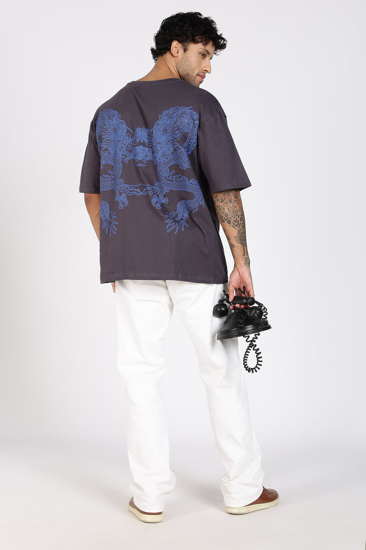 Japanese Dragon: Grey Oversized T-shirt