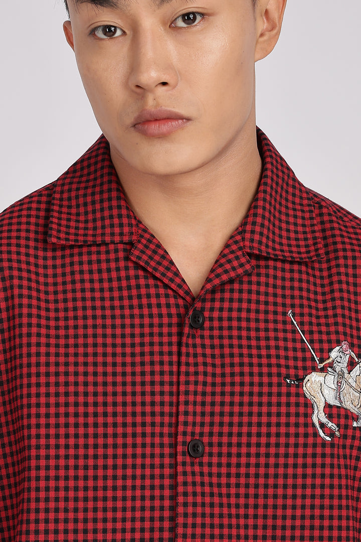 Polo Sport: Embroidery Checks Oversized Shirts