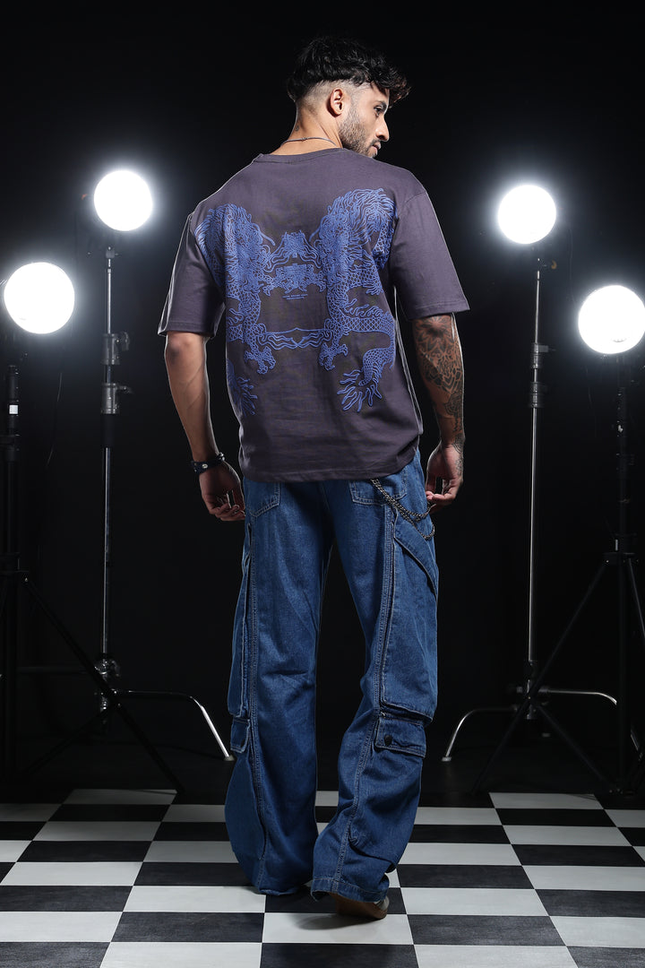 Japanese Dragon: Grey Oversized T-shirt
