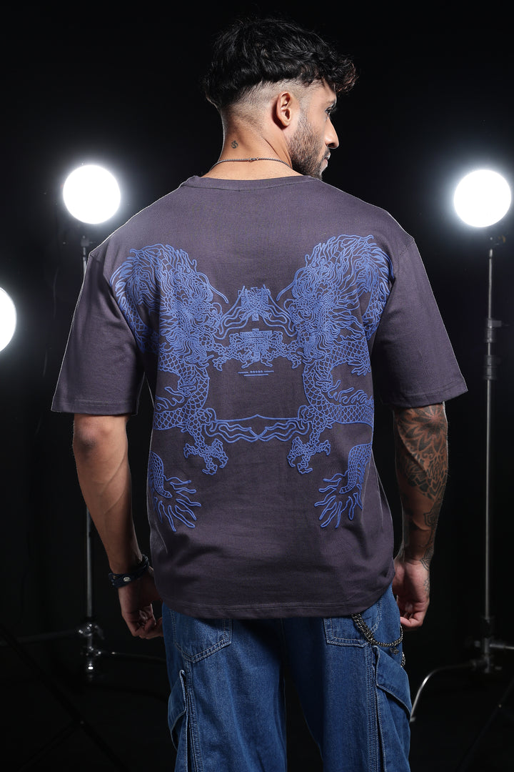 Japanese Dragon: Grey Oversized T-shirt