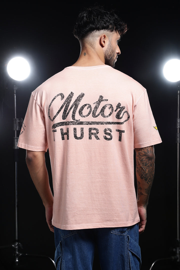 Motor-Thrust : Dyed Peach Oversized Tshirt