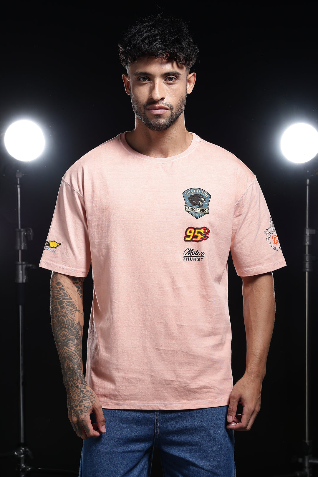 Motor-Thrust : Dyed Peach Oversized Tshirt