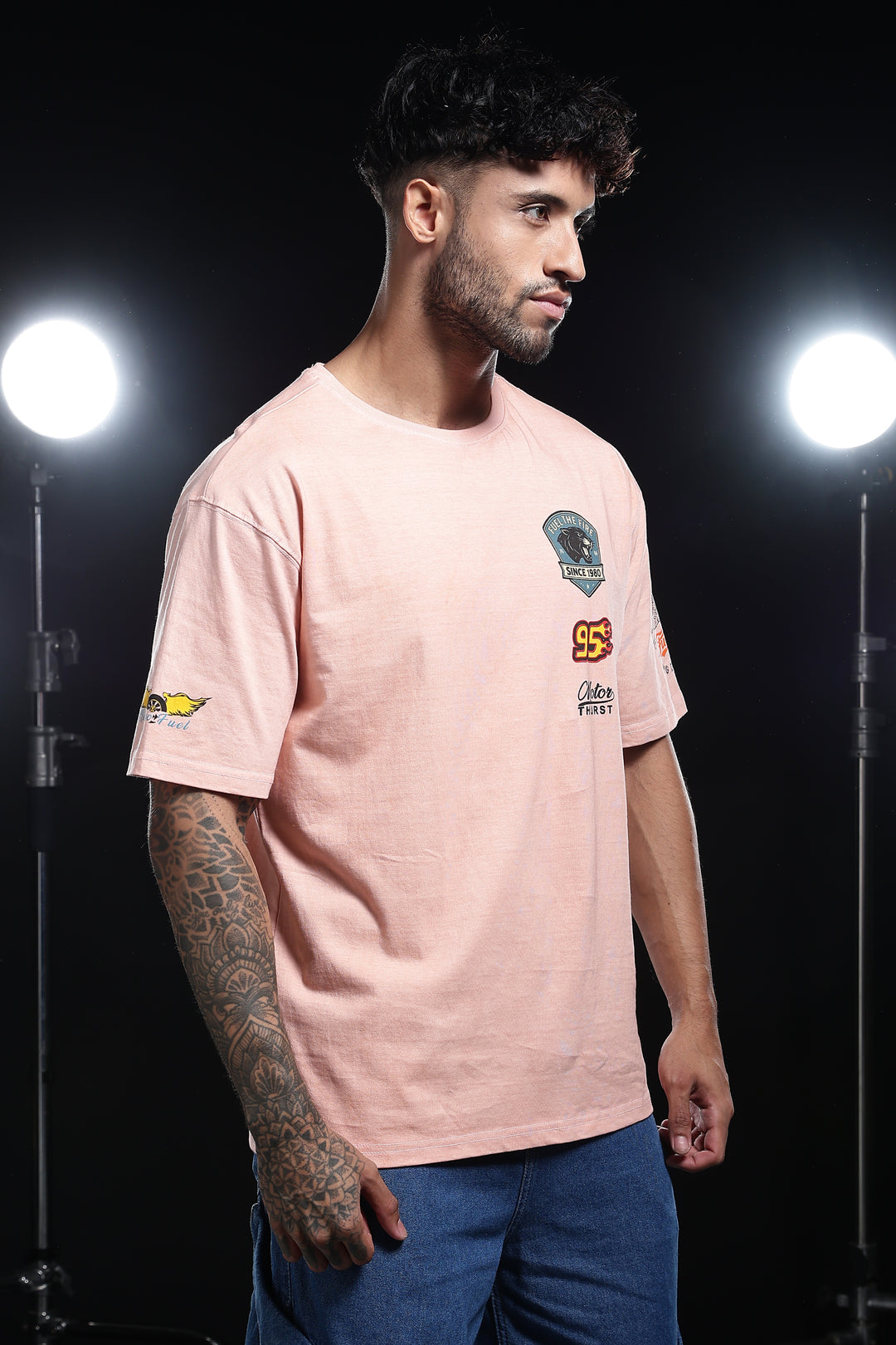Motor-Thrust : Dyed Peach Oversized Tshirt
