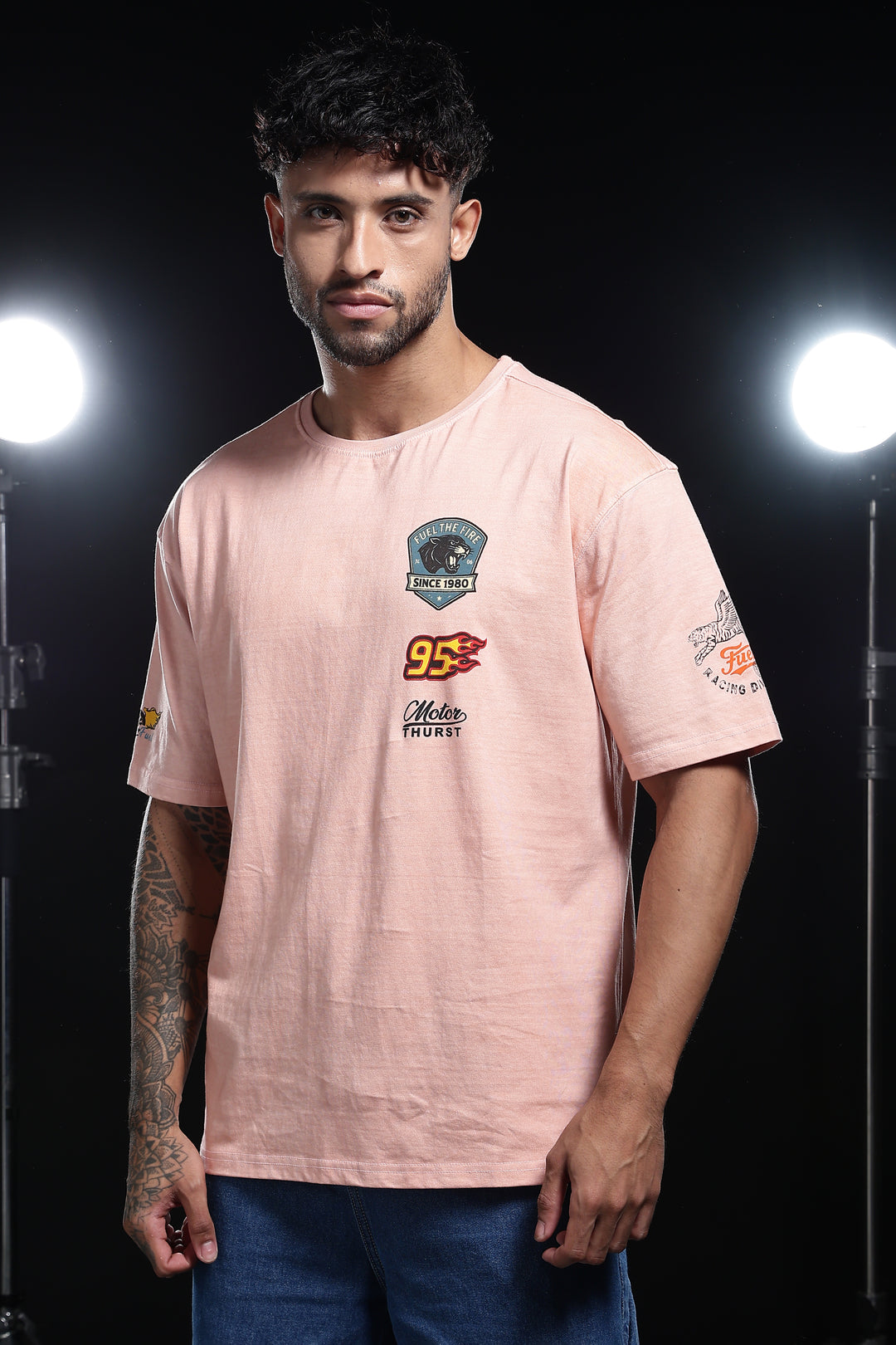 Motor-Thrust : Dyed Peach Oversized Tshirt