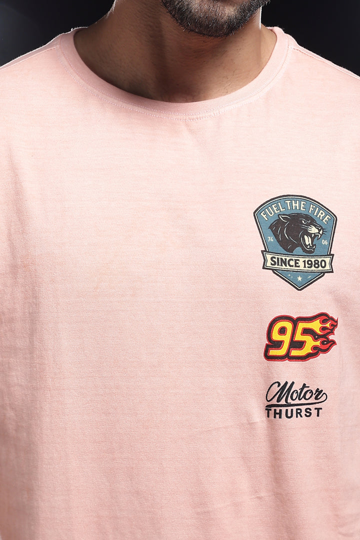 Motor-Thrust : Dyed Peach Oversized Tshirt