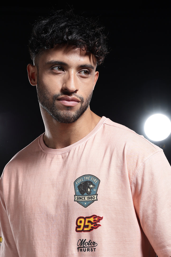 Motor-Thrust : Dyed Peach Oversized Tshirt