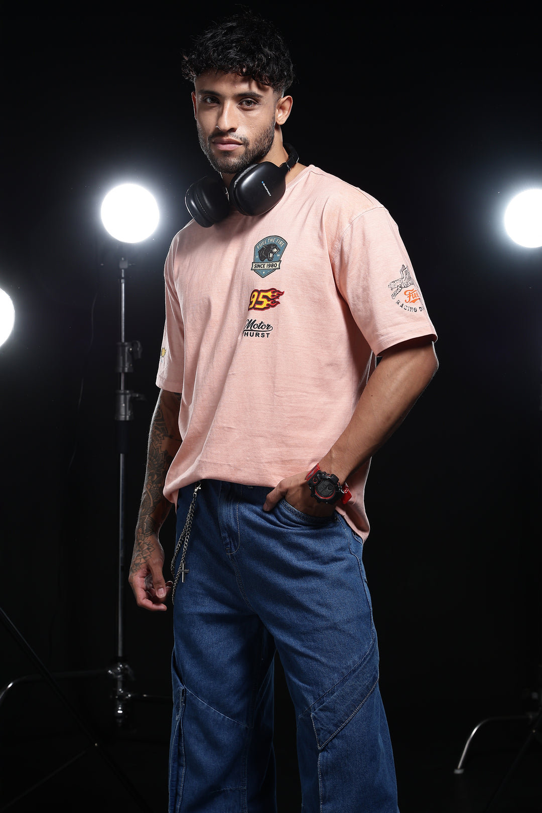 Motor-Thrust : Dyed Peach Oversized Tshirt