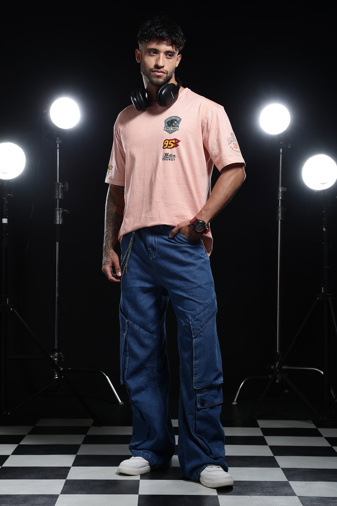 Motor-Thrust : Dyed Peach Oversized Tshirt