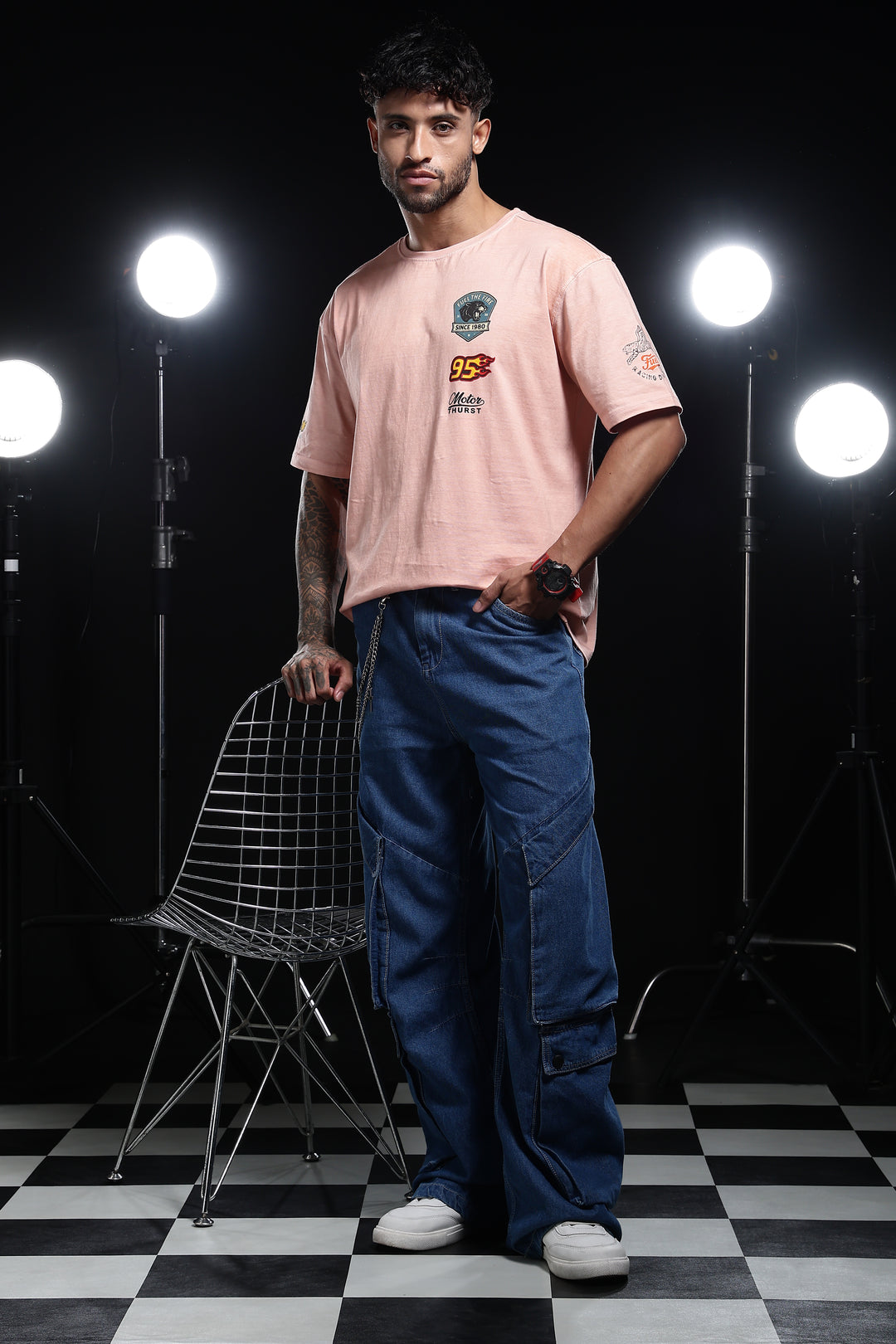 Motor-Thrust : Dyed Peach Oversized Tshirt