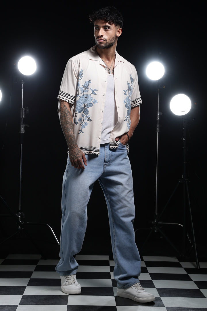 Cream Floret : Cuban Shirt