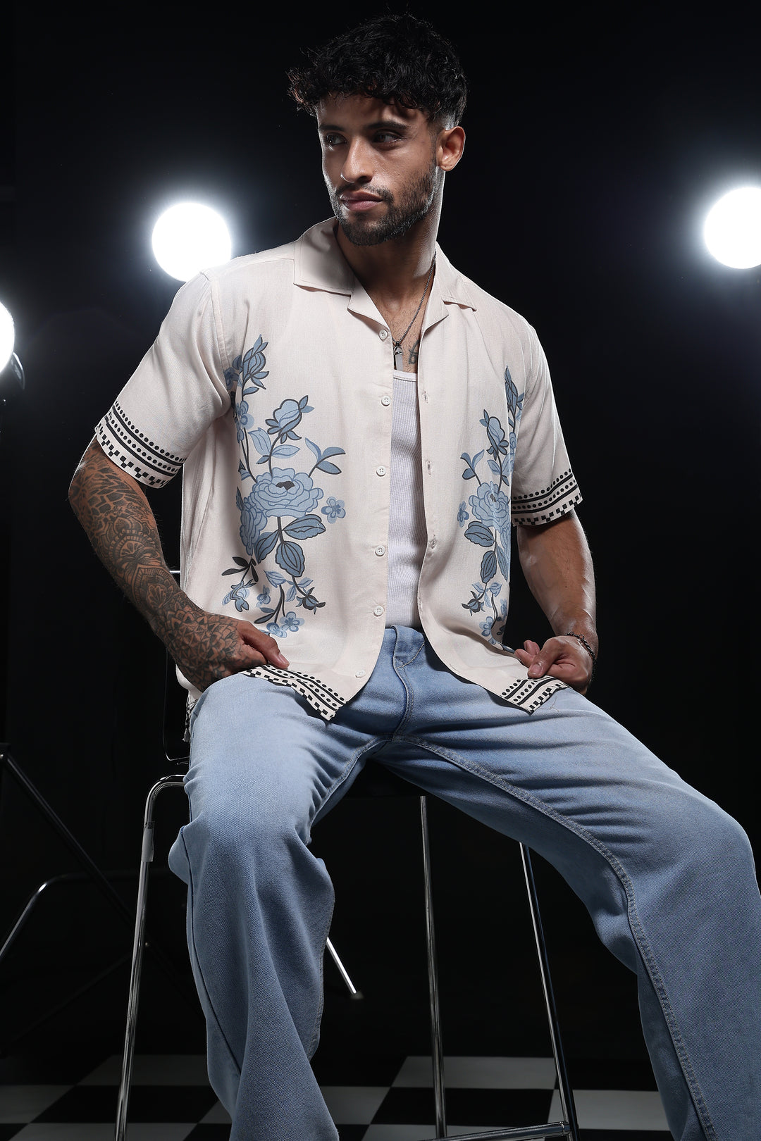 Cream Floret : Cuban Shirt