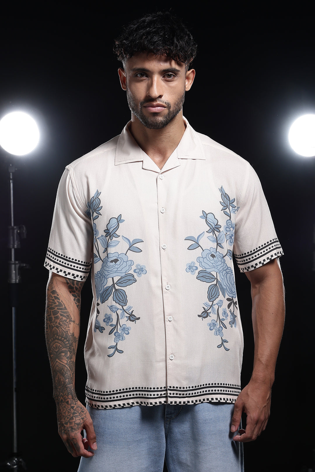 Cream Floret : Cuban Shirt