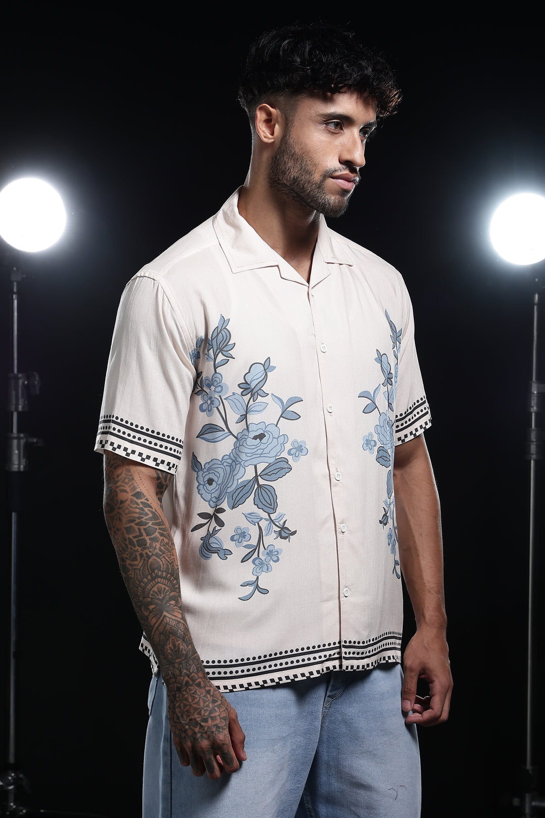 Cream Floret : Cuban Shirt