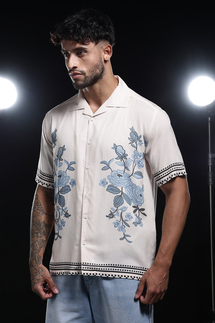 Cream Floret : Cuban Shirt