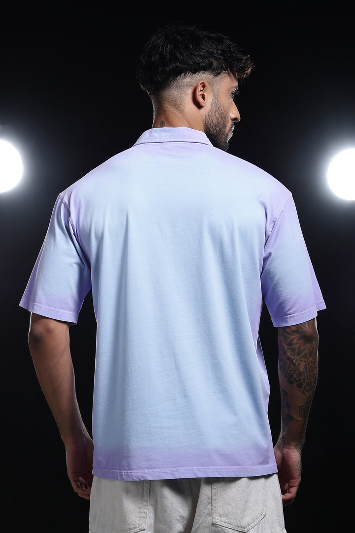Spray Paint : Light blue oversized Polo Shirt