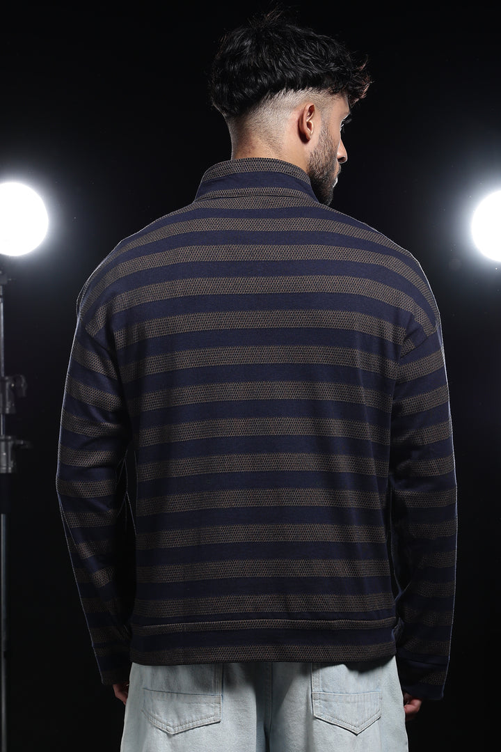 Navy Jaquard Sweatshirt