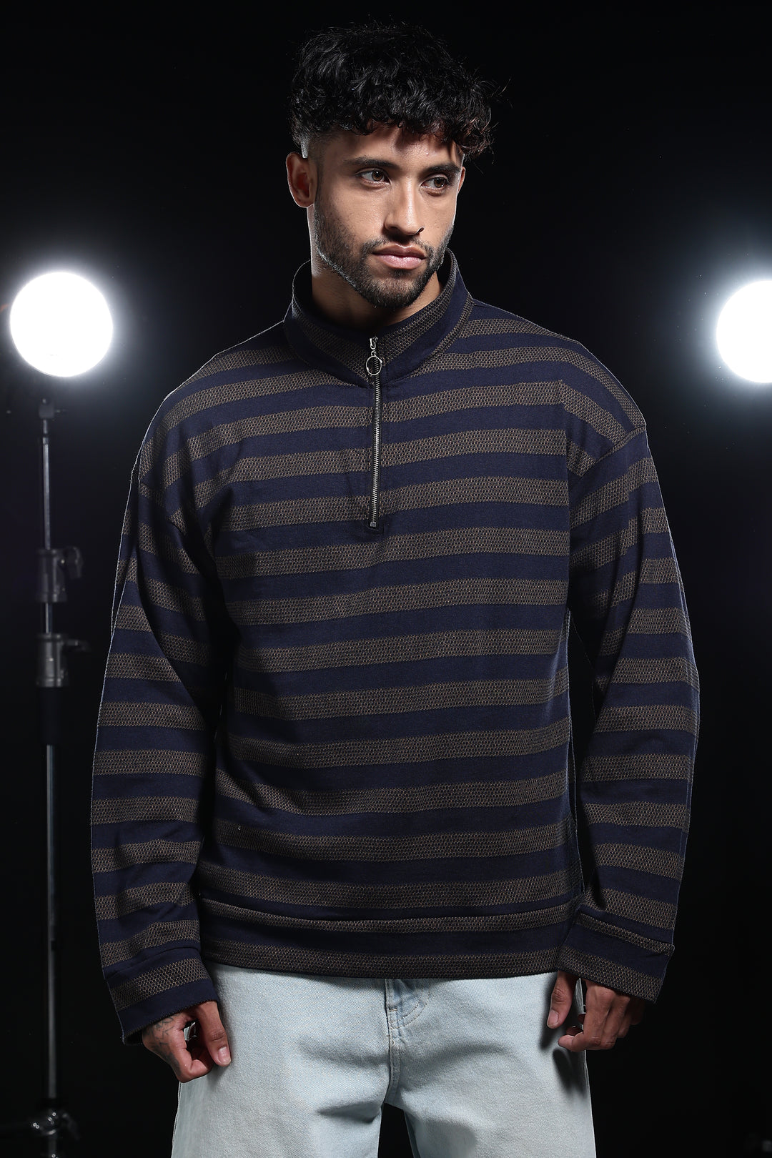 Navy Jaquard Sweatshirt