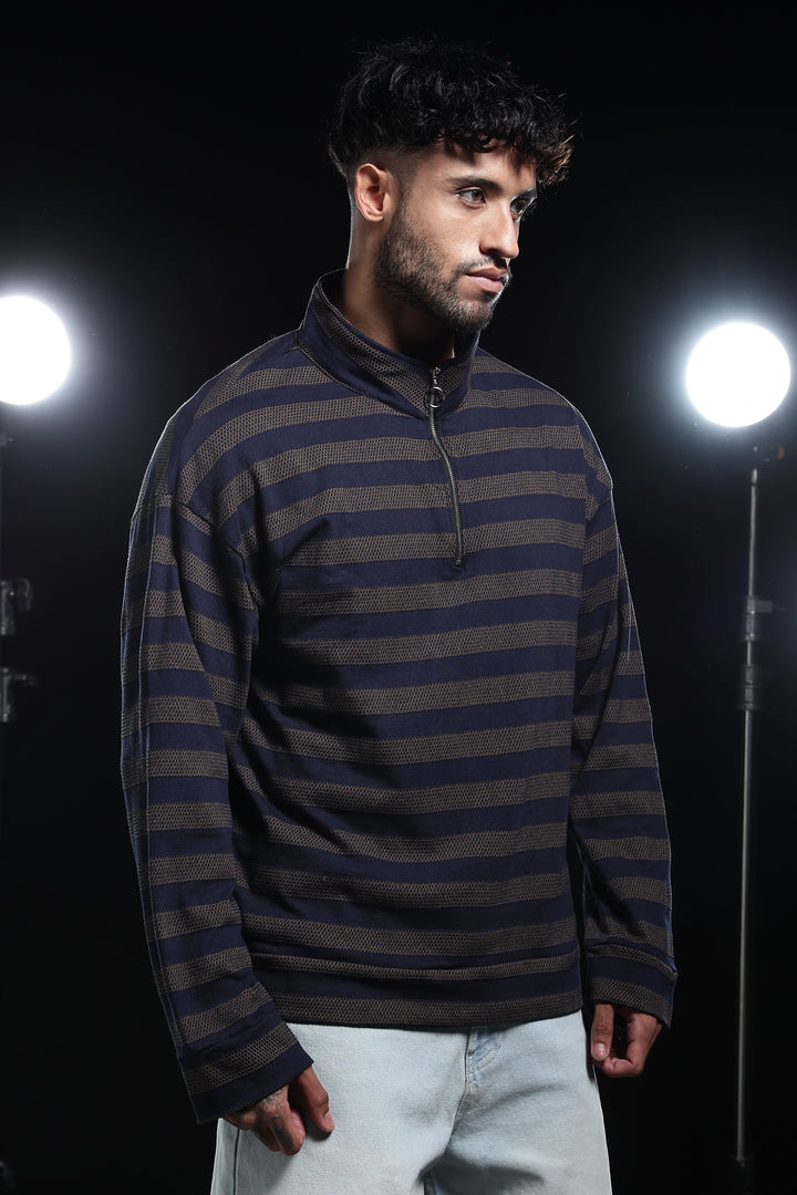 Navy Jaquard Sweatshirt