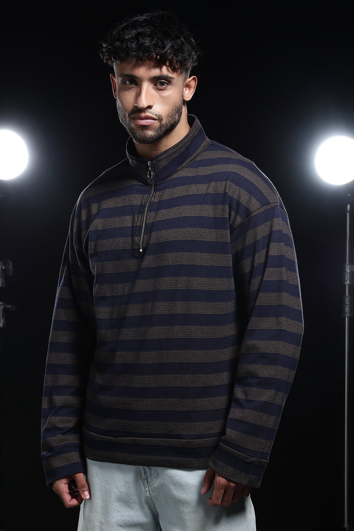 Navy Jaquard Sweatshirt