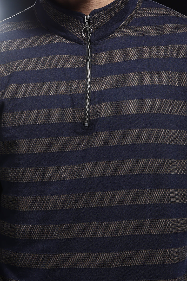 Navy Jaquard Sweatshirt