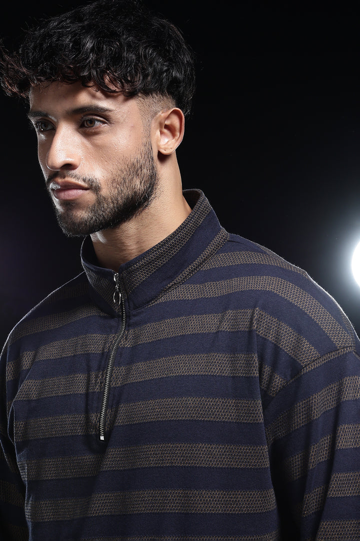 Navy Jaquard Sweatshirt
